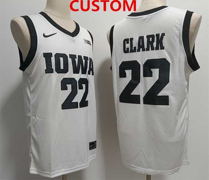 Mens Iowa Hawkeyes Custom White Stitched Jersey_